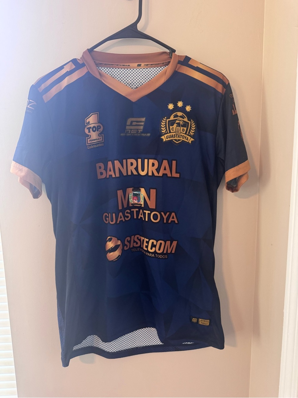 CD Guastatoya Guatemala Soccer Jersey Net Sportswear Blue Gold Size S Small